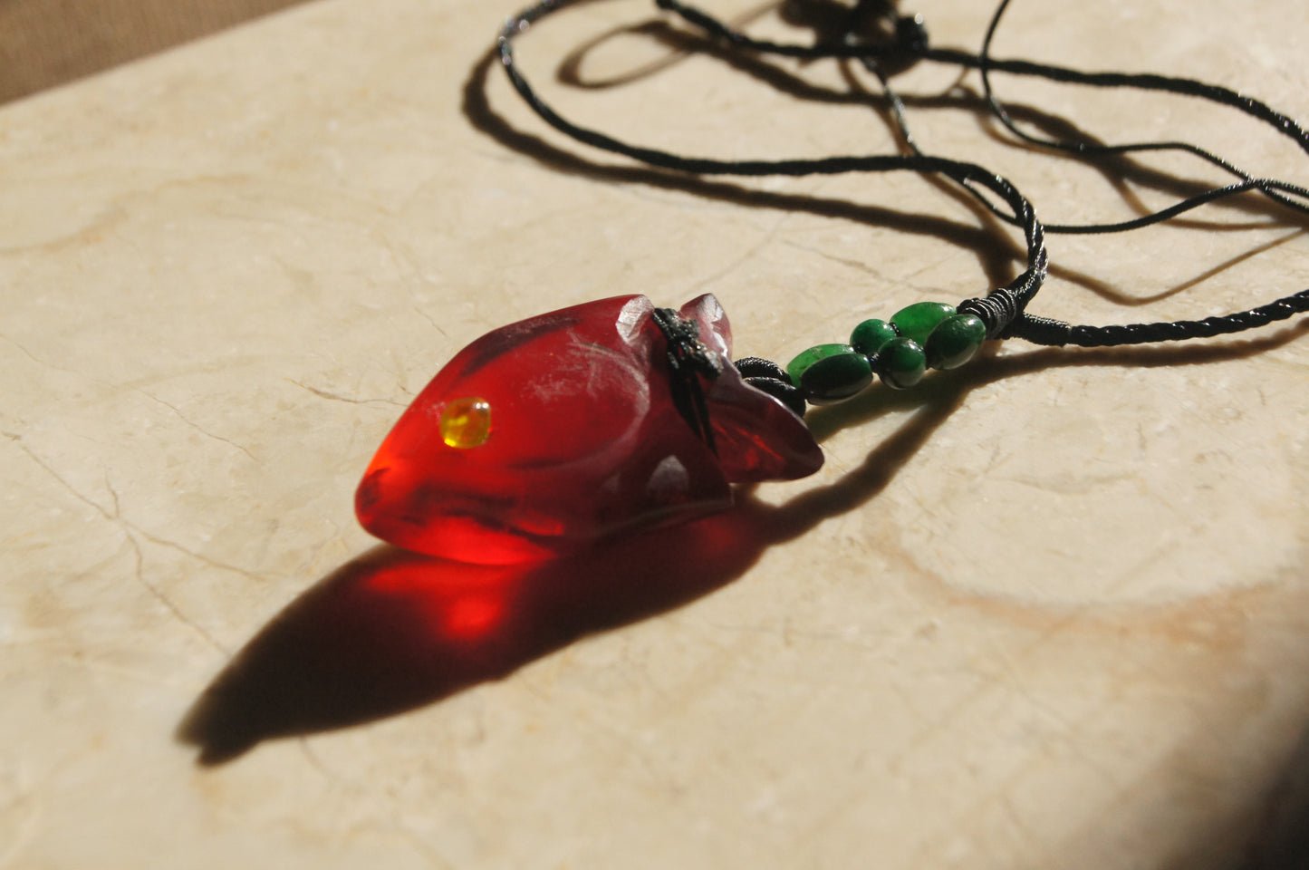 Glass necklace Big Red fish