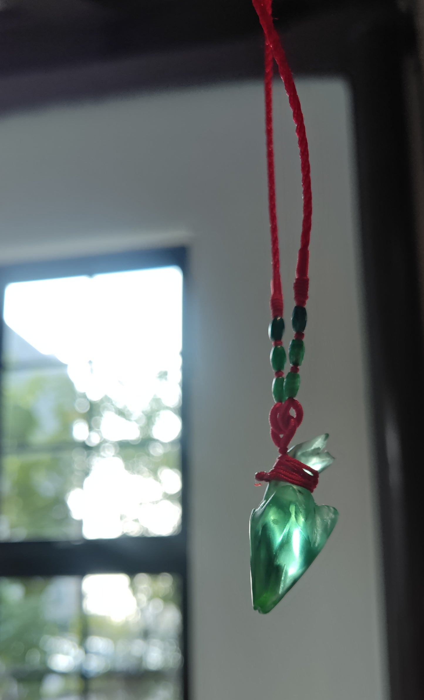 Glass necklace green fish