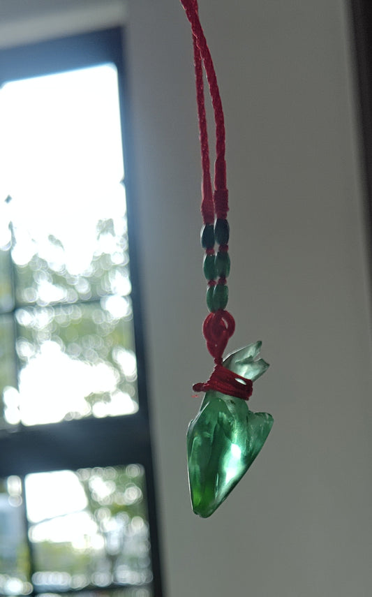 Glass necklace green fish