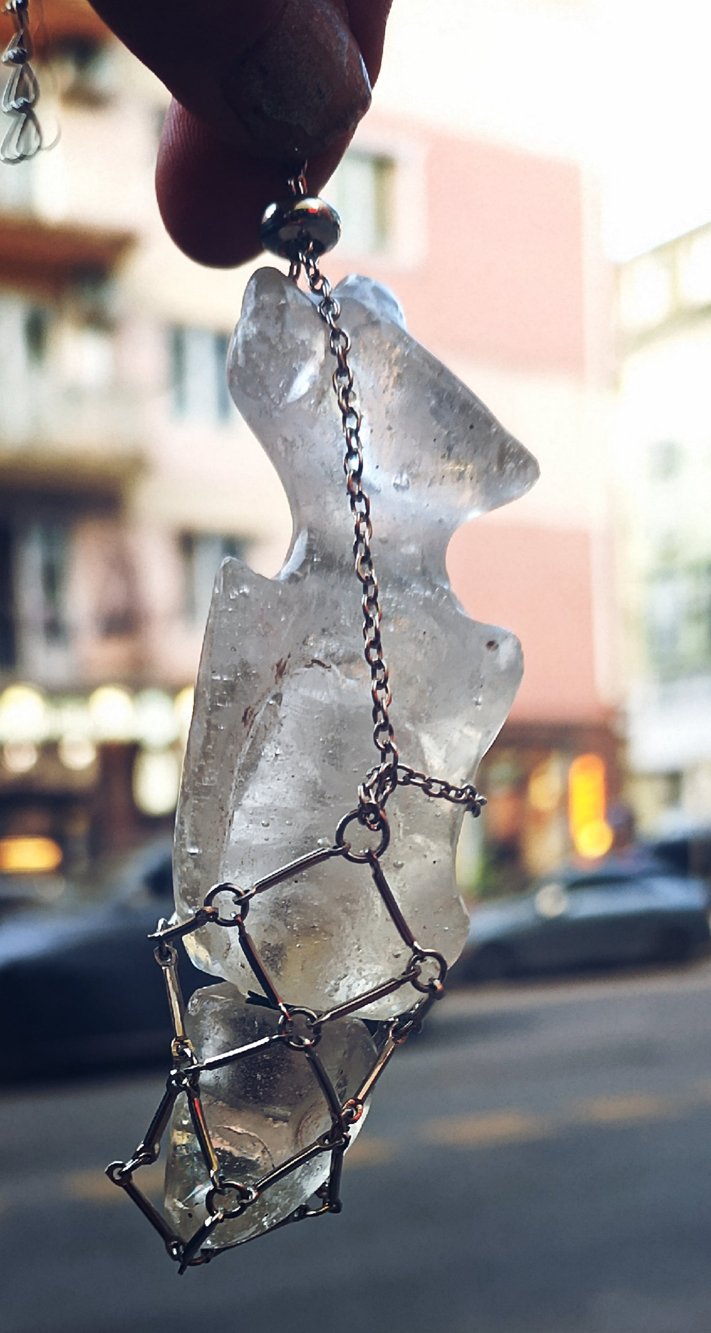 Glass bottle pendant Ice Fish