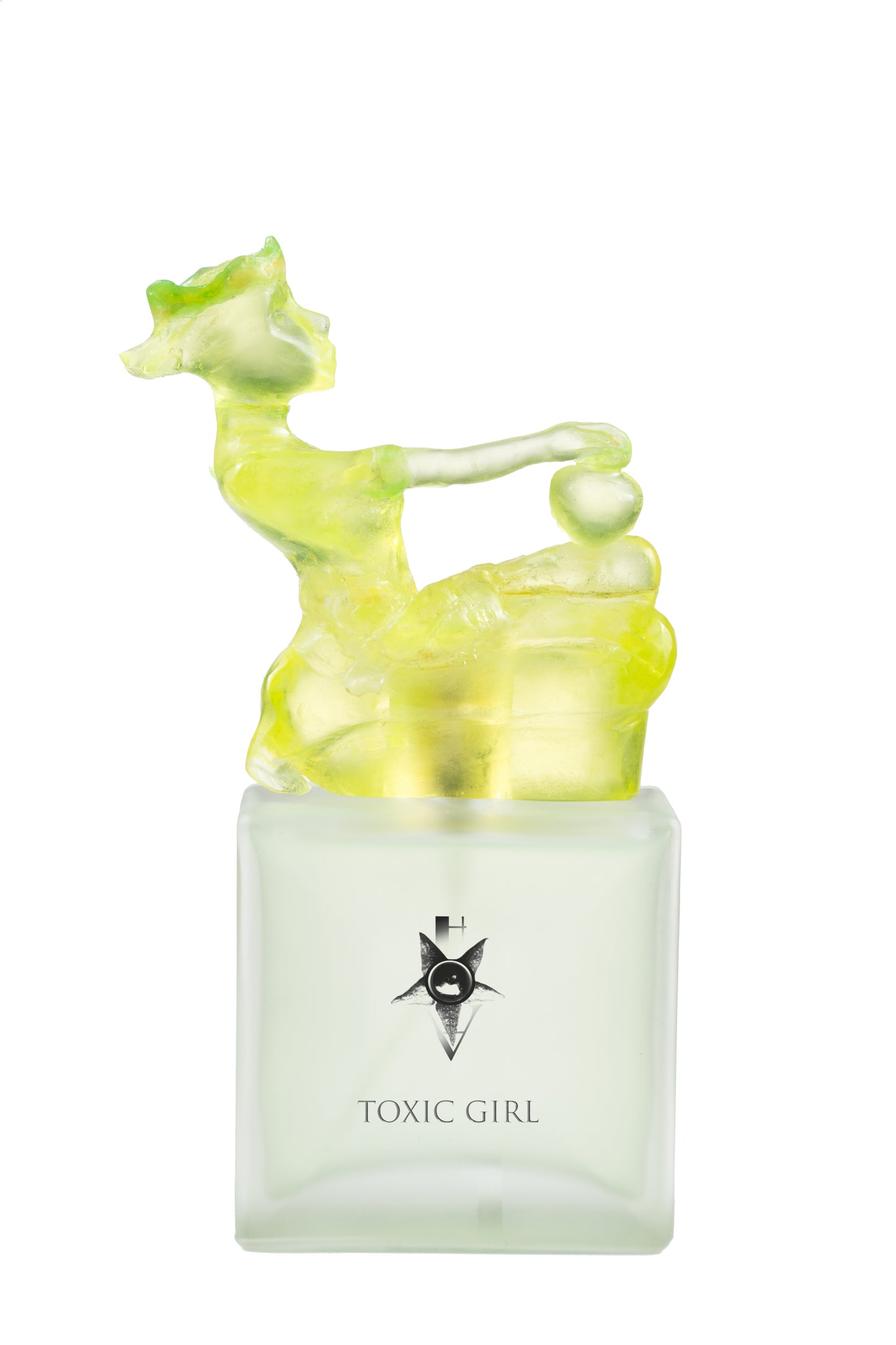 Pefume in hand made uranium glass bottle
