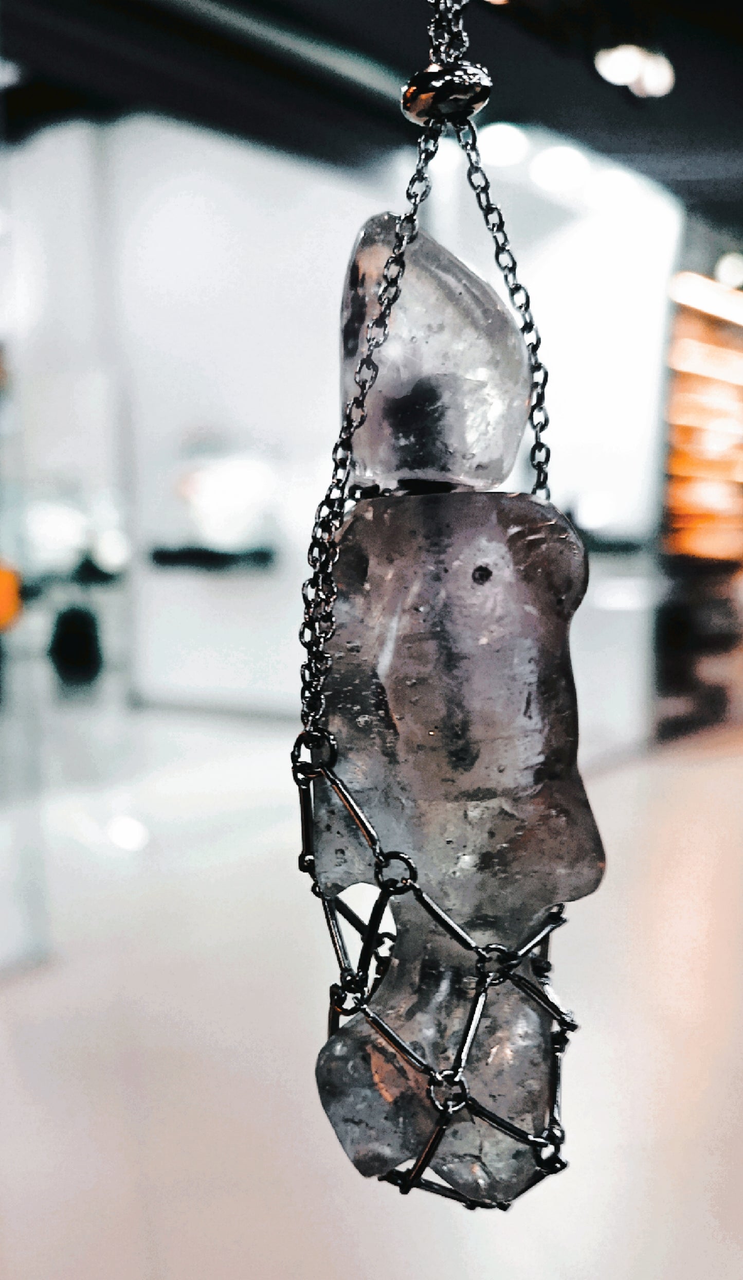 Glass bottle pendant Ice Fish